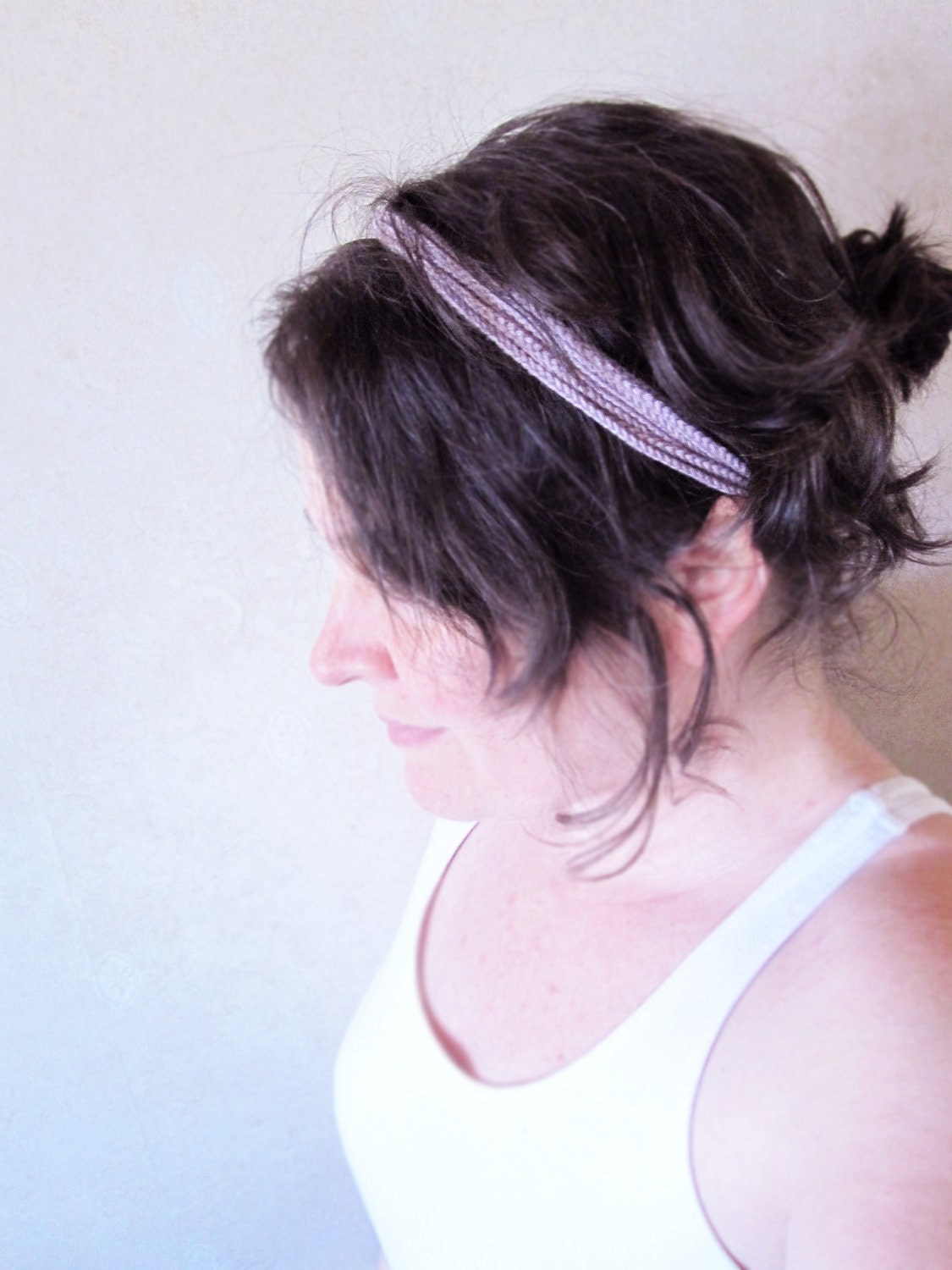 Versatile Necklace Bracelet Headband Crocheted Pastel Lilac Organic Cotton Valentine freeshippingfrance team trade on