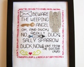 Doctor Who Weeping Angels cross stitch sampler