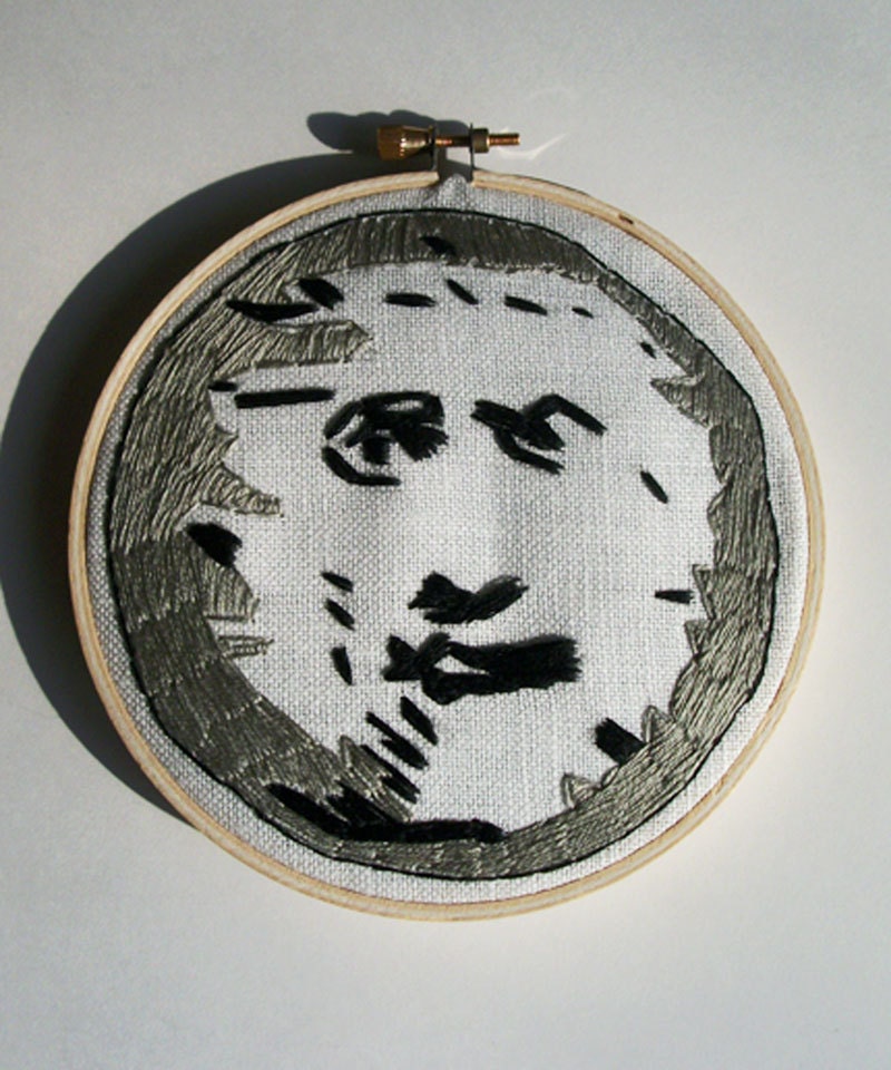 The Moon embroidered wall hanging