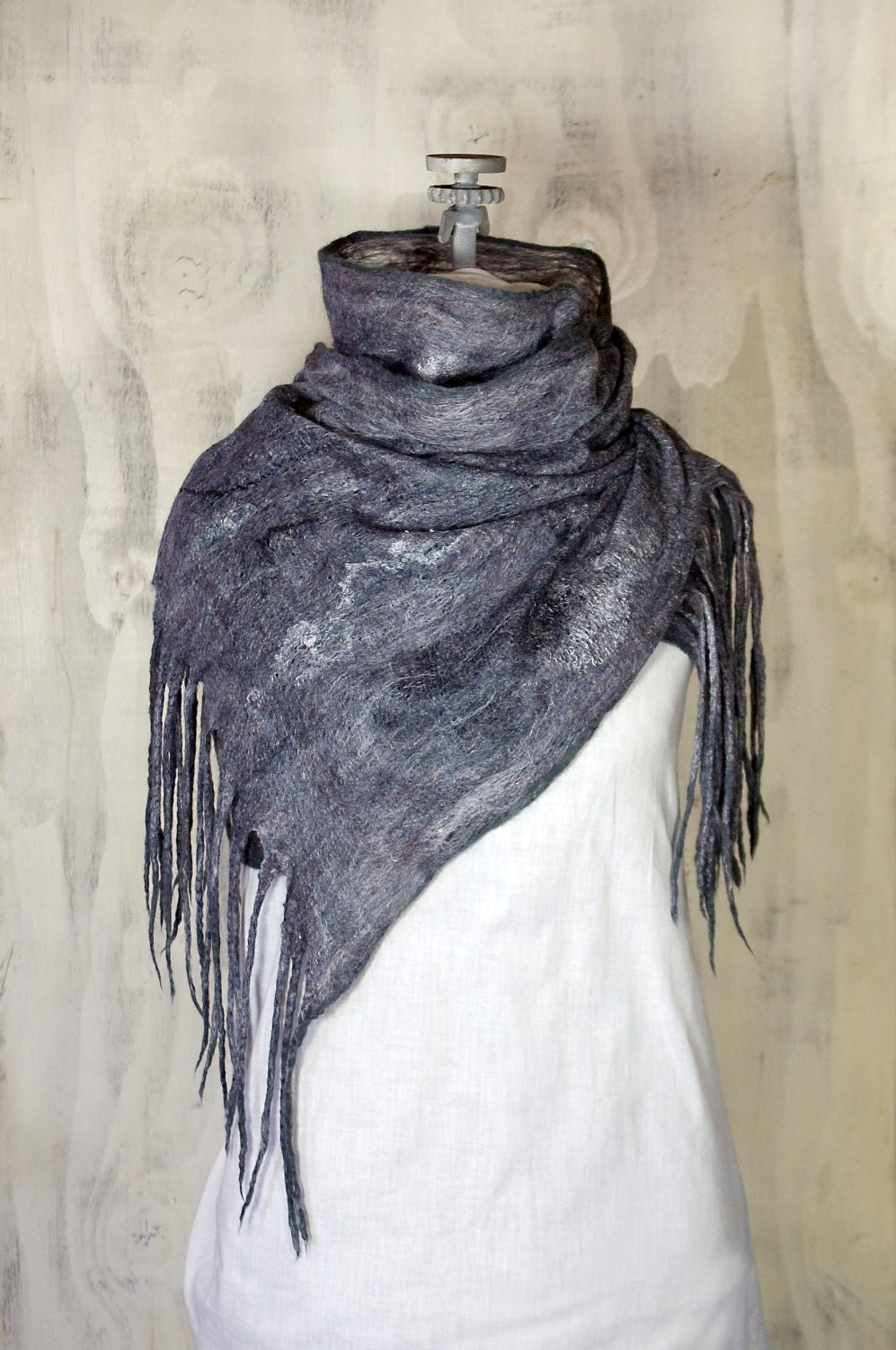 Felted Cobweb Scarf/Wrap in Pewter