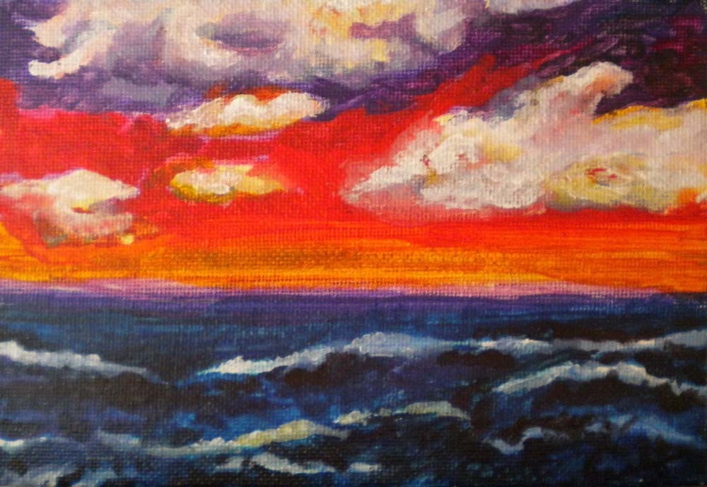 Sunset Painting - Original miniature painting Coastal Sunset