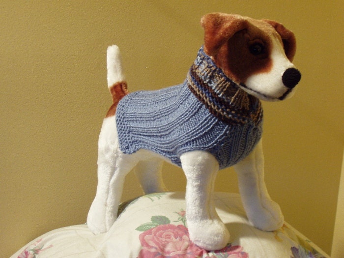 Dog Sweater Hand Knit Connor Blue Small