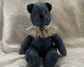 Aritist Teddy Bear, Fabric Bear, Stuffed Bear, Stuffed Animal, 12 Inch