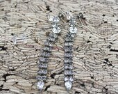 SALE Vintage screwback formal long dangling rhinestone earrings for unpierced ears