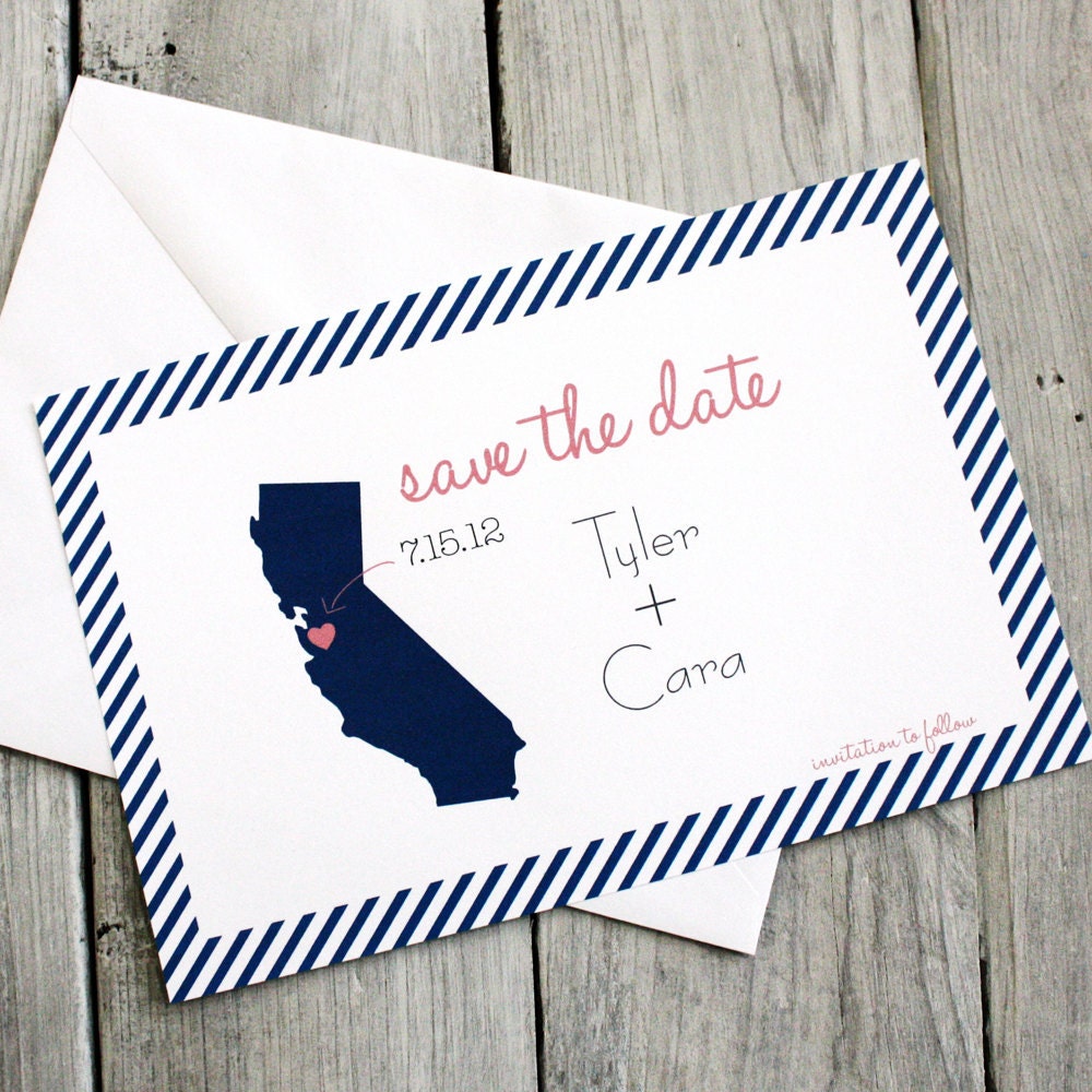 Printable Personalized  Save The Date- State Love