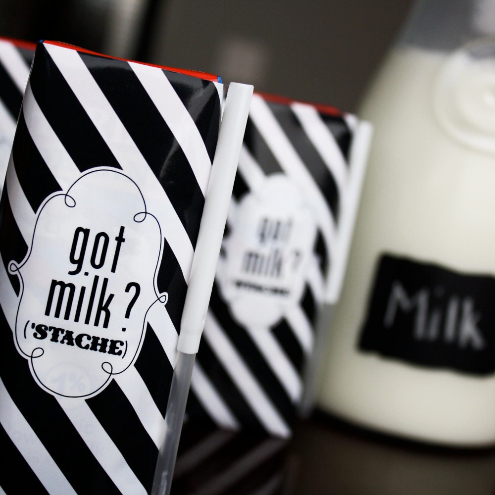 Printable Milk Box Wraps- 'Stache Bash Collection