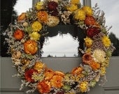 Strawflower Wreath  Dried Floral Wreath  Hand Crafted Wreath    Mothers Day