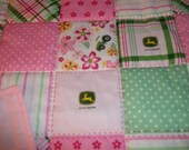 John Deere Bedding Pink/Green NEW  Girl's  Homemade  Baby Toddler Bed or  Crib  Quilt 36 x 52