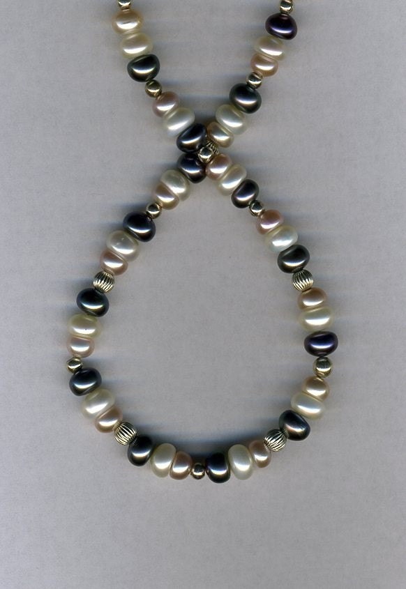 Pink White and Gray Pearl Choker-jewelry