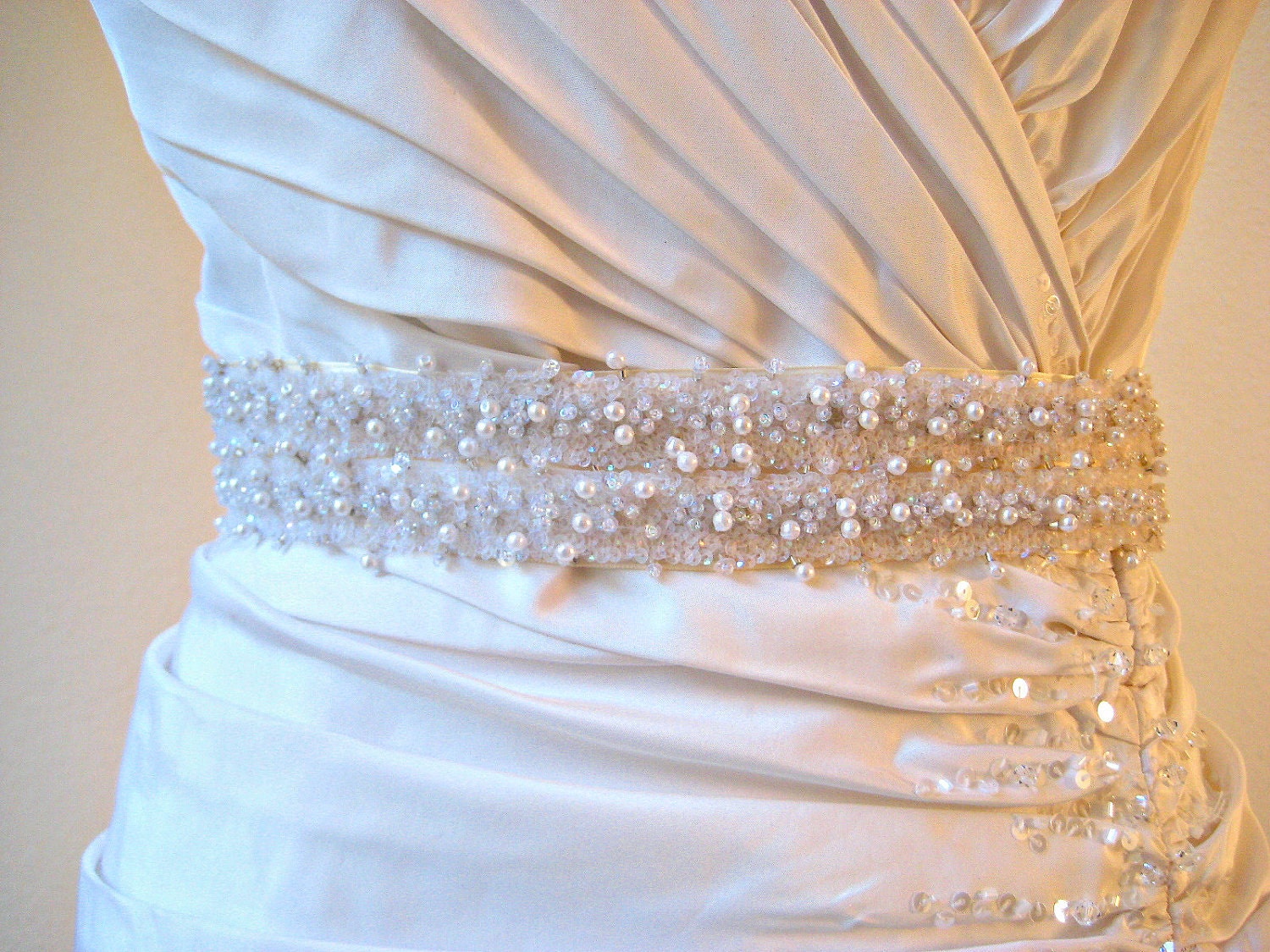 Bridal wedding beaded pearl sash/belt. PEARL PRINCESS