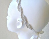Bridal beaded twisted crystal wedding headband.  DIAMOND WAVE.