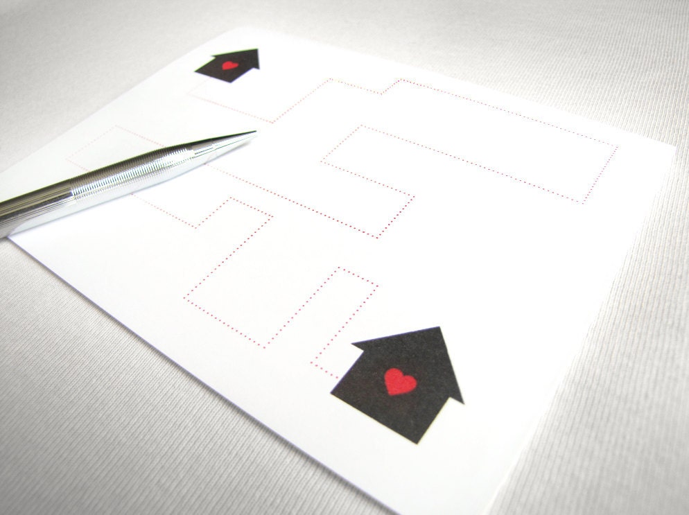 Long distance, I miss you card - simple black white and red