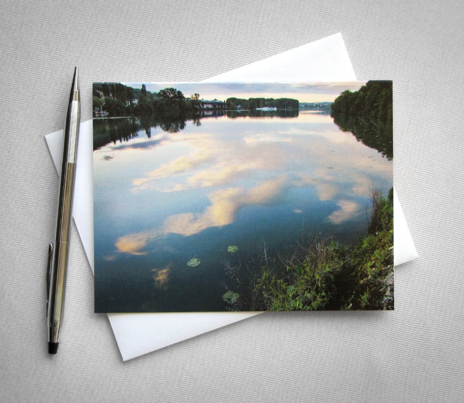 Reflection of clouds on water blank notecard (Declaration)