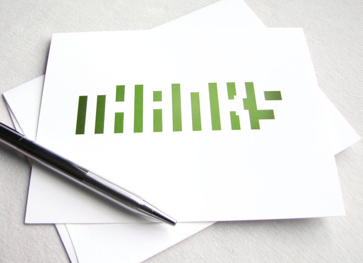 Thank you card - Thanks - modern, green