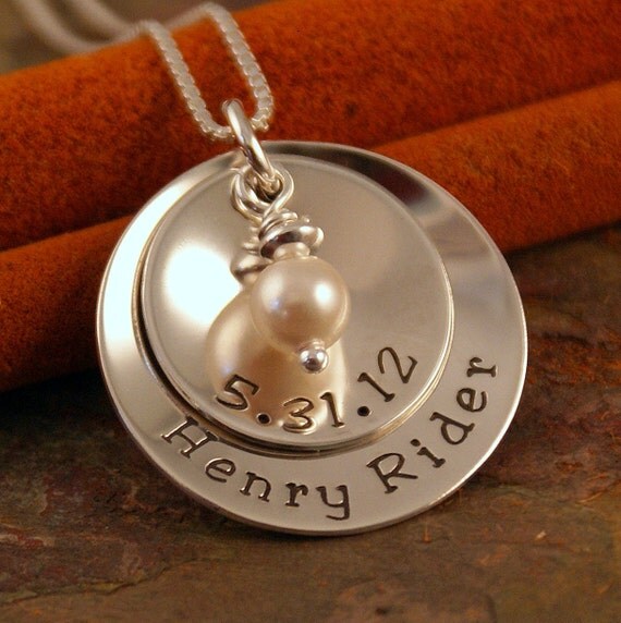 Hand Stamped Mommy Necklace - Sterling Silver Personalized Jewelry - Simplicity Double Family Cup