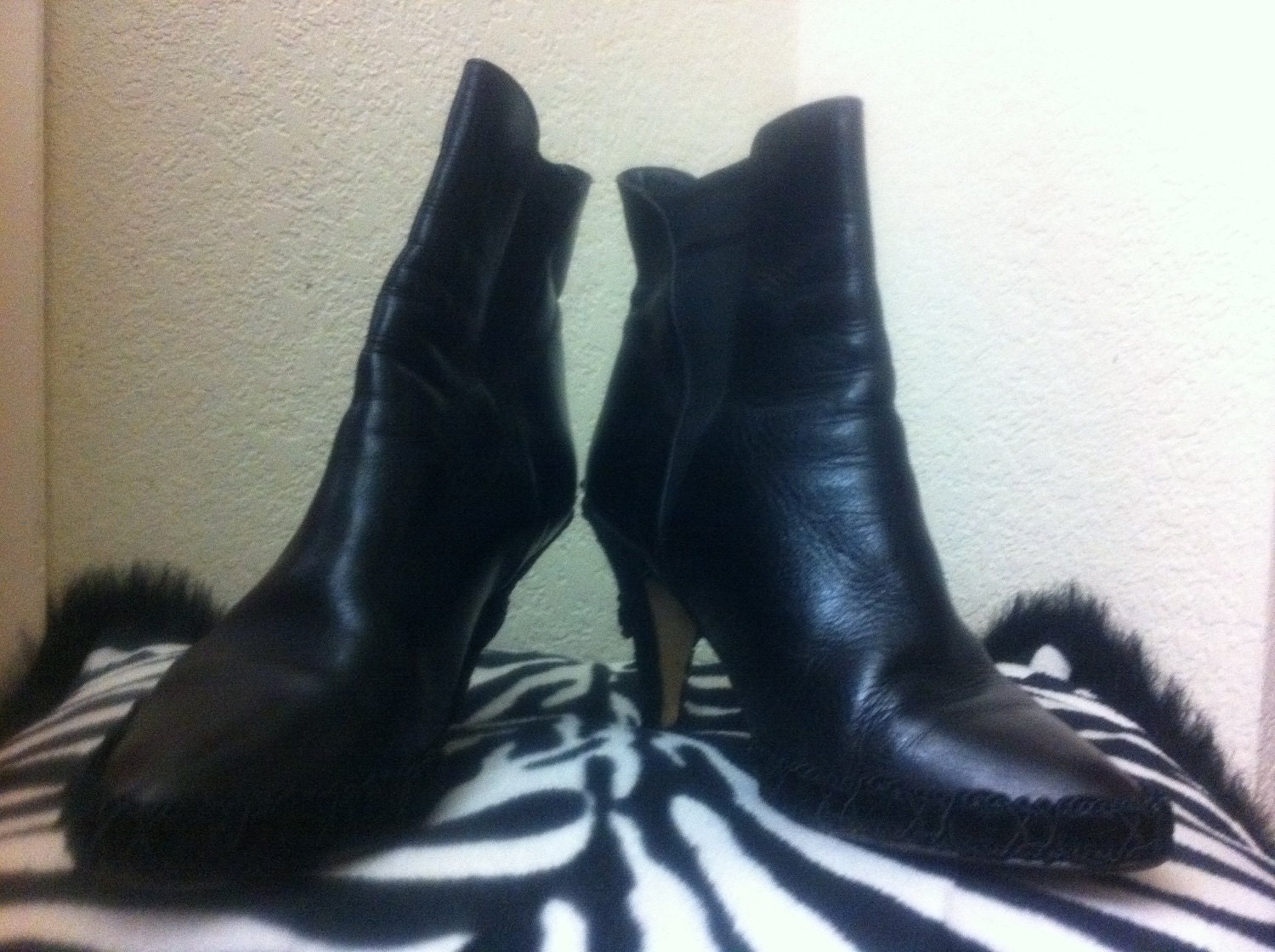 UPCYCLED Black Avant Garde Leather & Lacy Embellished Ankle Boots 6M/ B