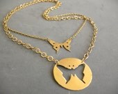Butterfly Jewelry, Gold Butterfly Charm Necklace, Handmade Jewelry, Double Butterfly Necklace, In and Out Butterfly Jewelry