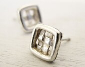 Geometric Post Earrings - Handmade 925 Sterling Silver Jewelry