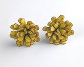 Delicate Chartreuse Fabric Flower Earrings in Sterling Silver