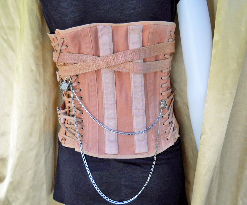 Steampunk Corset // Lock & Chains // Upcycled Vintage Corset // OOAK // NO Shipping Charges