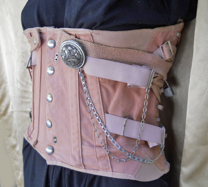 Steampunk Corset // Lock & Chains // Upcycled Vintage Corset // OOAK // NO Shipping Charges