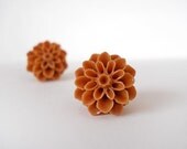 Tan Dahlia Post Earrings