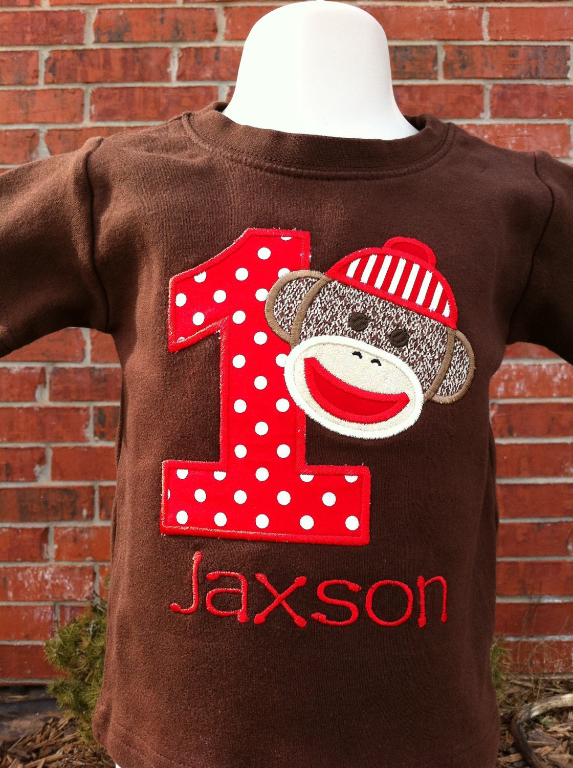 Sock Monkey Birthday Shirt - BROWN Shirt - PERSONALIZED