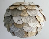 Artichoke Mixed Book Page Pendant Light - Hanging Paper Lantern - Shade Only