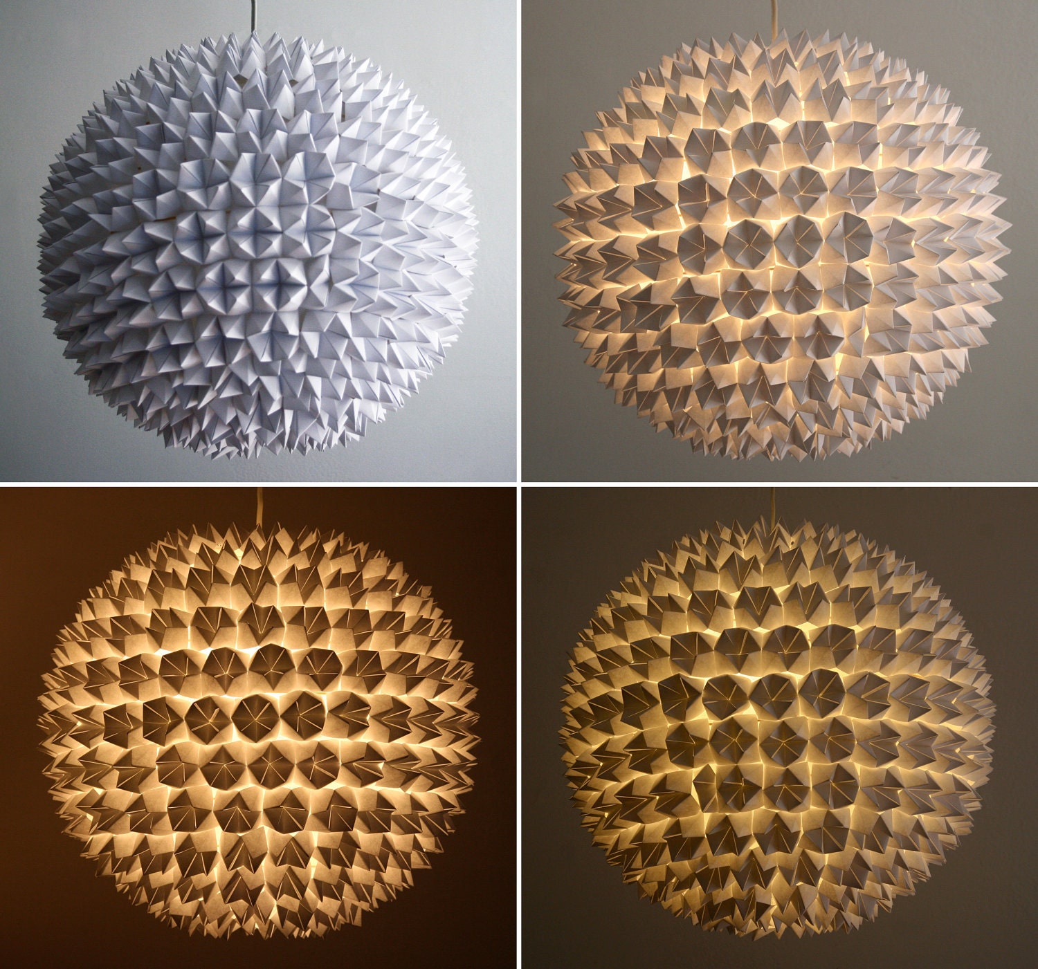 RESERVED FOR tanxiaoyue - CUSTOM 24 inch Large Faceted Pendant Light - White Folded Paper Hanging Sphere Lamp