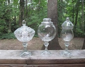Trio of Glass Vintage Apothecary Jars