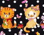 CAT Sister's with cute dots printed half yard