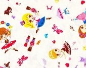 Japanese fabric Ballerina girls printed One yard white color