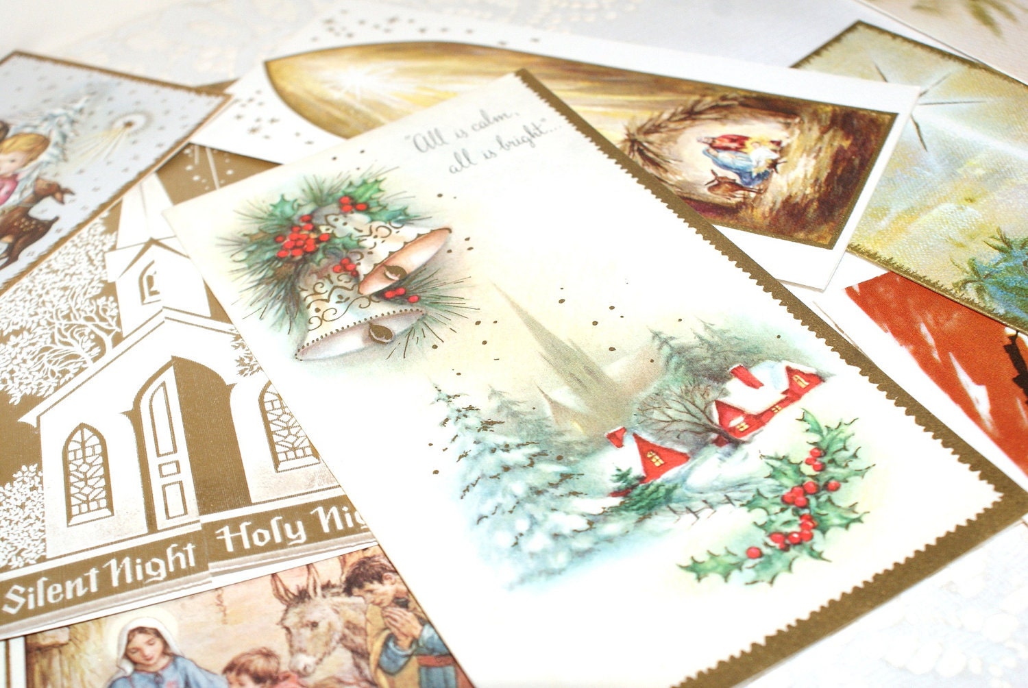 Memories of Gold and Bronze..Vintage Christmas Card Collection..20 Beautiful Cards..