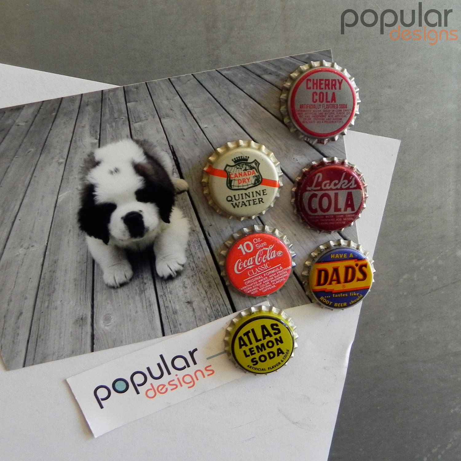 6 Pack SUPRISE Bottle Cap Magnets Vintage Soda Pop