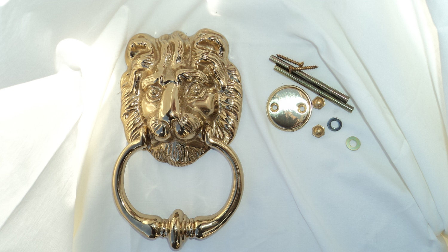 Vintage Solid Brass Lion Head Door Knocker