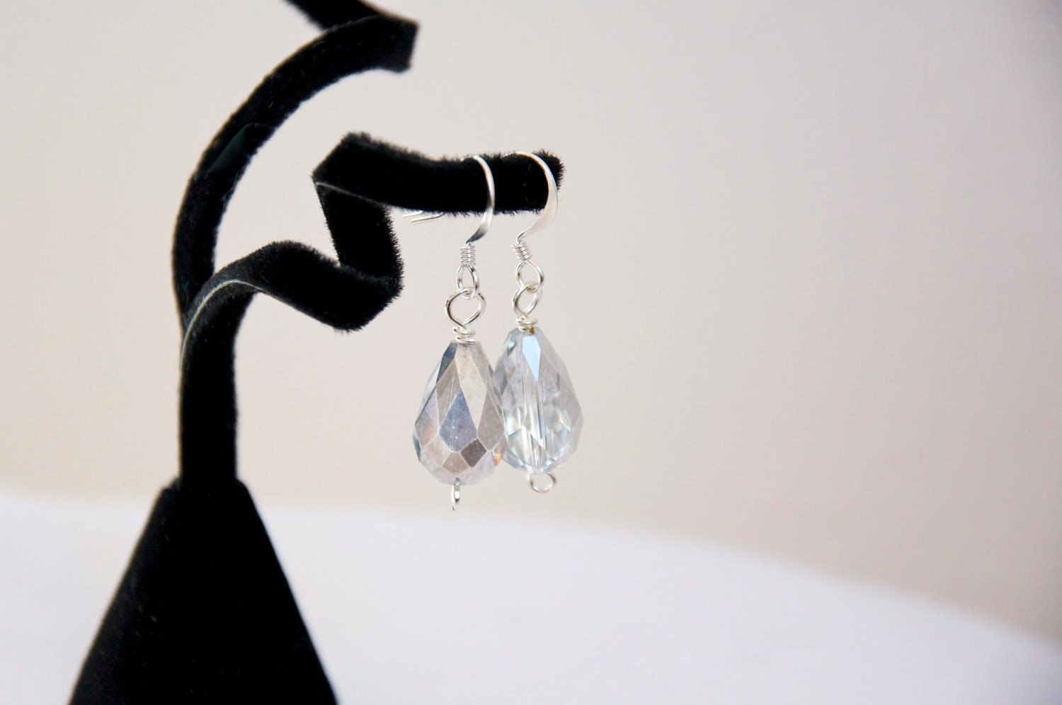 SALE: Silver Teardrop Chinese Crystal Earrings
