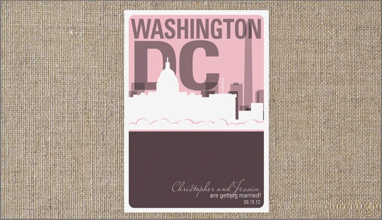 50 Washington DC Save the Date Cards - Customizable - Wedding Save the Dates