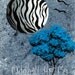 ACEO Fantasy Dark Lowbrow Gothic Surreal Zebra Stripes Moon Blue Tree Birds Original Painting 'A Love Story' No.24 of this Art Card Series