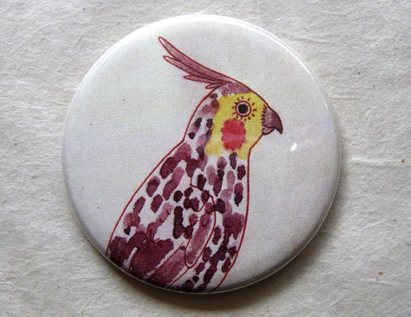 Cockatiel Pocket Mirror Mini Illustration Art 2.25"