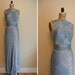 Vintage 1930s Full Length Blue Formal Dress