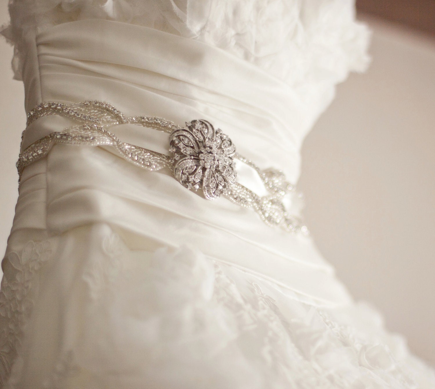 Crystal bridal sash- Vintage  Glam