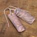 Copper Earrings Etched Leaf Pattern Rectangle Aged Patina Metalwork Mixed Metals Jewelry