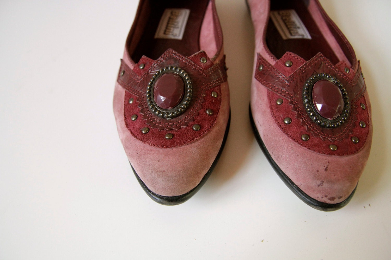 vintage 70s 80s ROSE rhinestone BELLINI JEWEL flats size 7 8