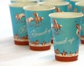 Vintage Cowboy Dixie Cups, Western Horse Round-up