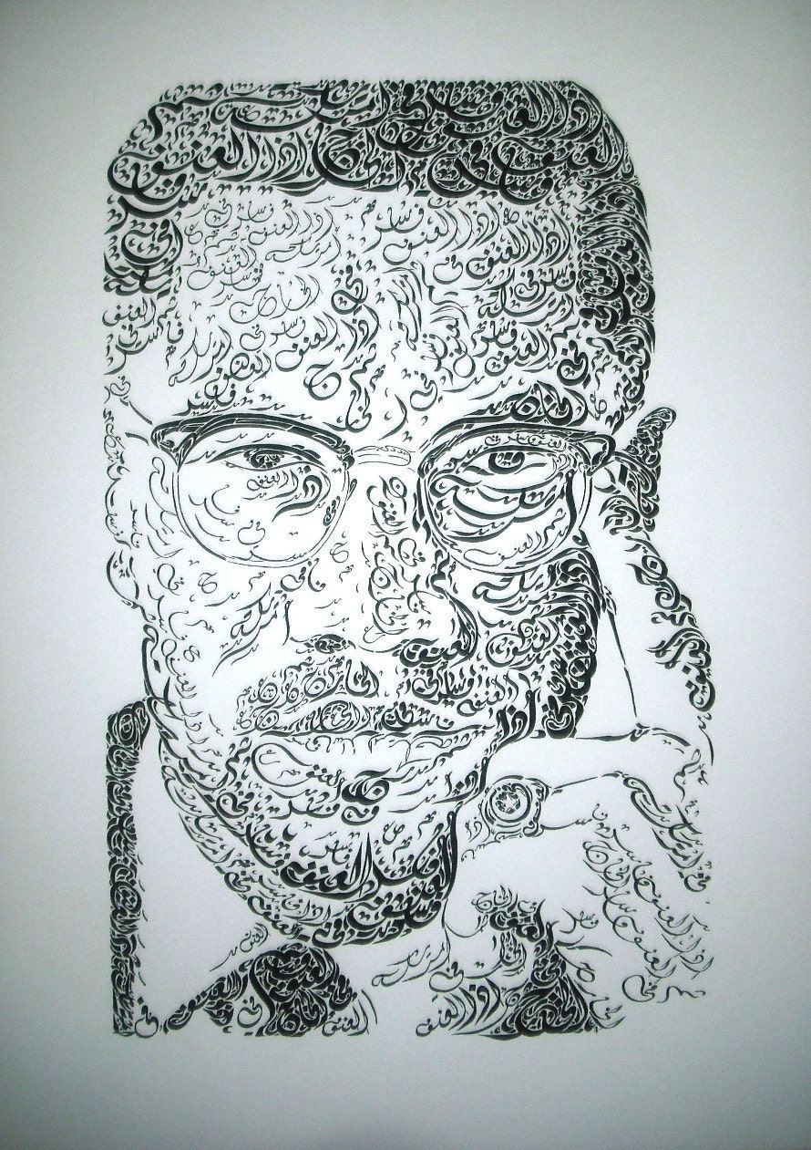 Malcolm X- Original Arabic Calligraphy Print