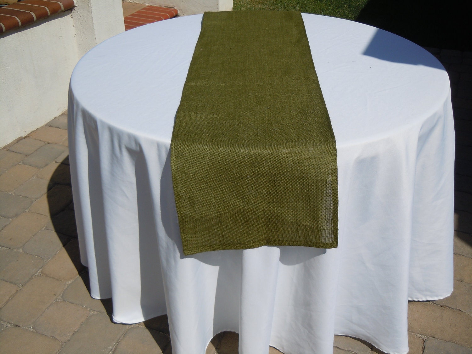 Items similar to Moss Green Burlap Table Runner, Wedding, Shower, Party