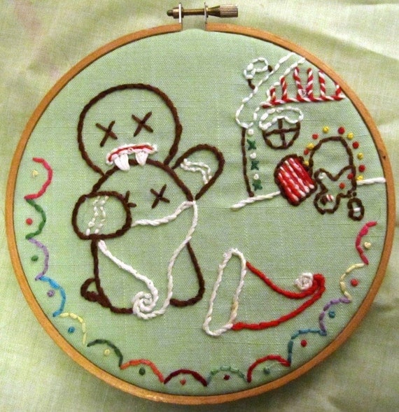 Gingerbread Zombie Embroidery Pattern