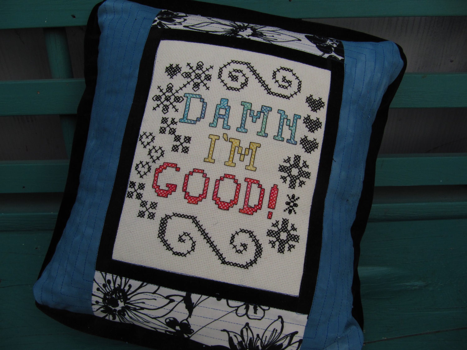 Damn I'm Good - Cross Stitch Throw Quilted Throw Pillow