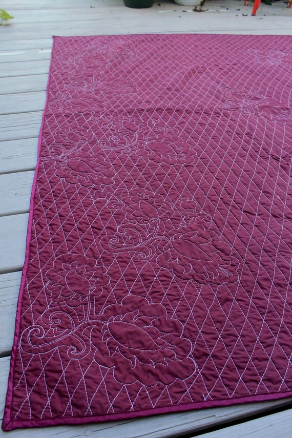Modern Maroon Whole Cloth Quilt
