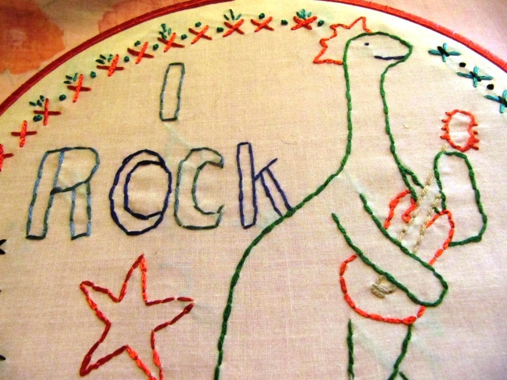 Dinosaur Rock Band Embroidery or Coloring Page